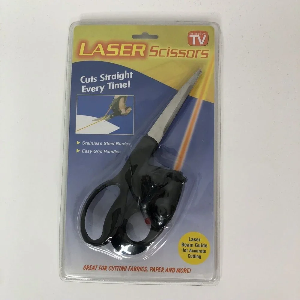 Scissors with Laser Beam Guide Accurate Cutting Stainless Steel Blades Easy Grip